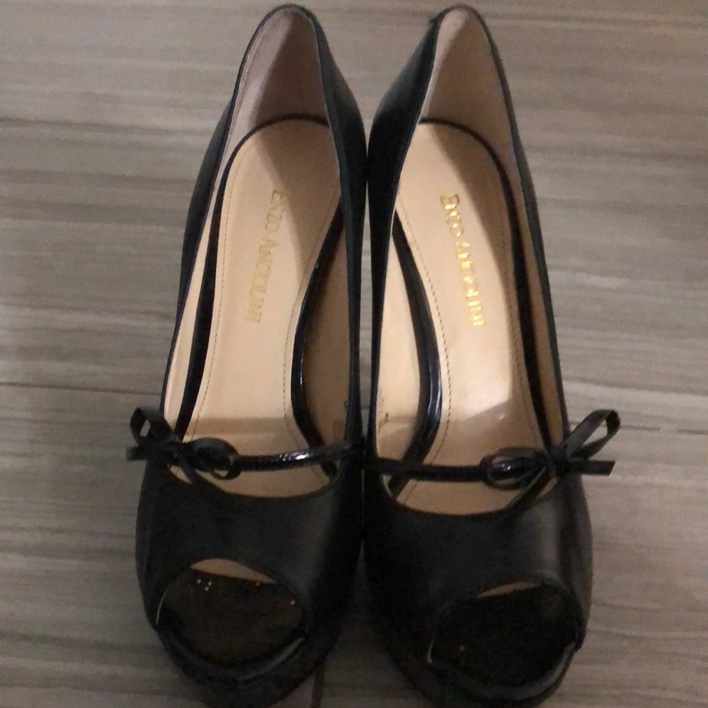 Enzo Angiolini Black Peeptoe Pumps Size 6 M